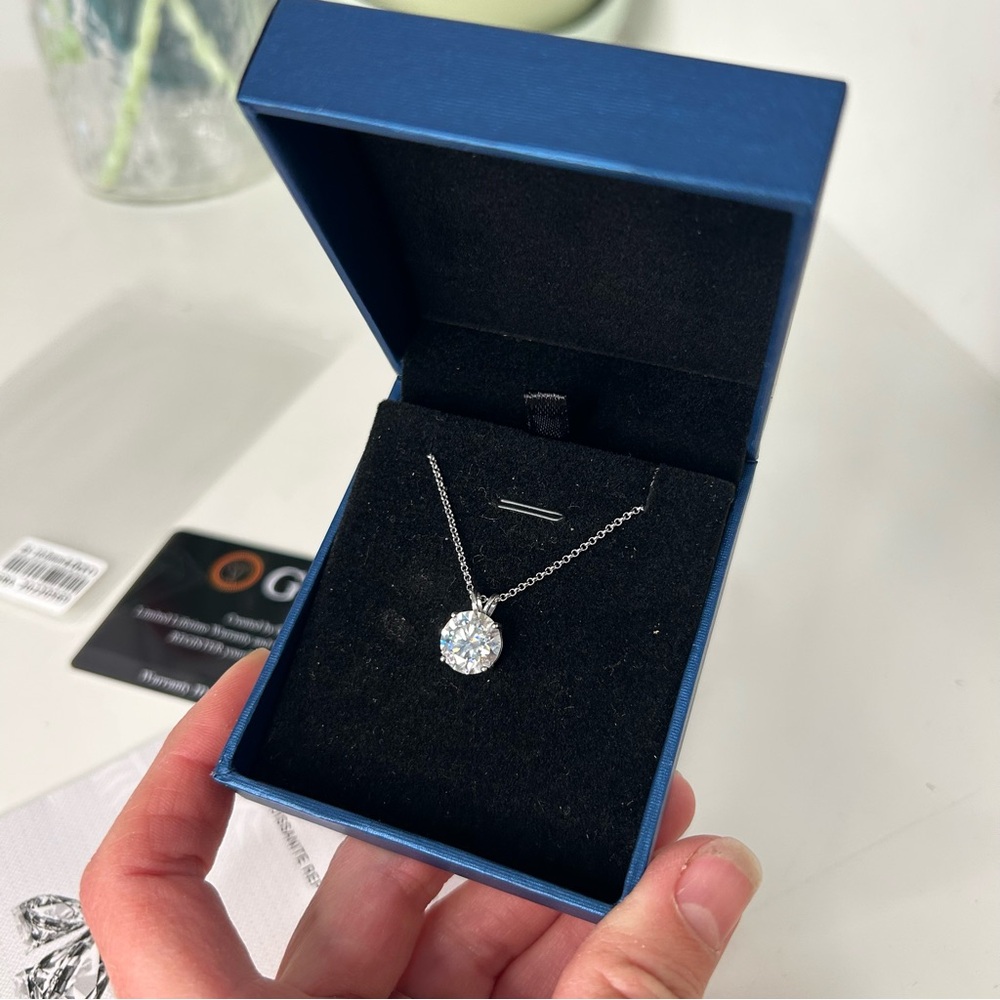 4CT Moissanite 925 silver 18k white gold plated pendant